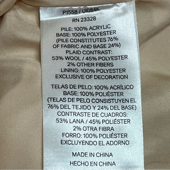 Pendleton Cream Sherpa Flannel Trim Full Zipper Teddy Coat Women’s Large - Picture 15 of 16